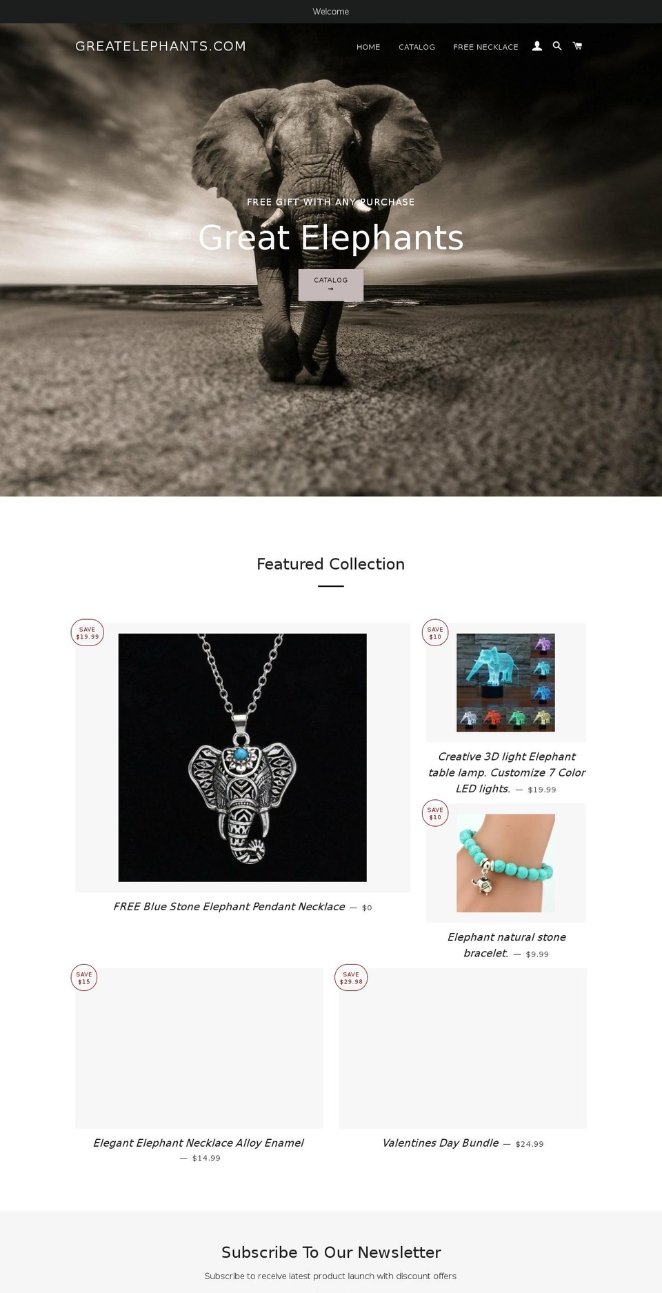 greatelephants.com — Shopify storefront screenshot