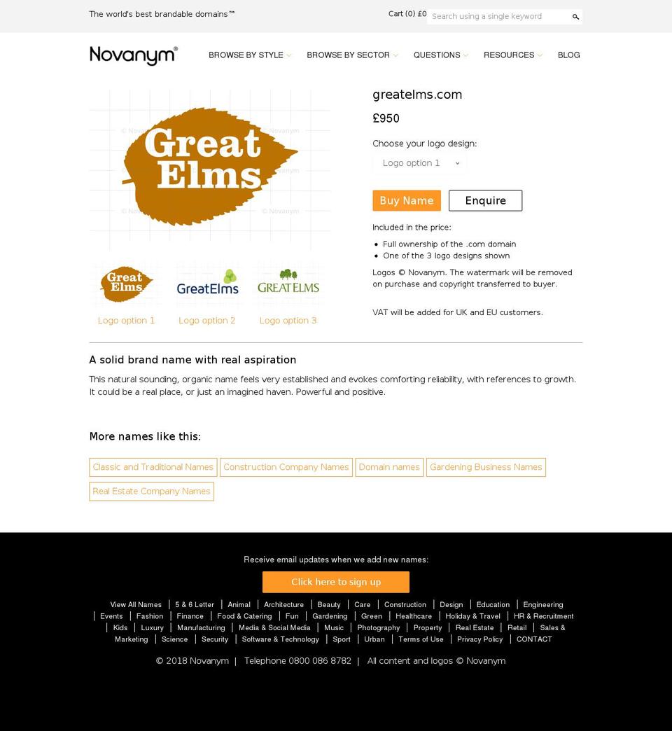 greatelms.com — Shopify storefront screenshot