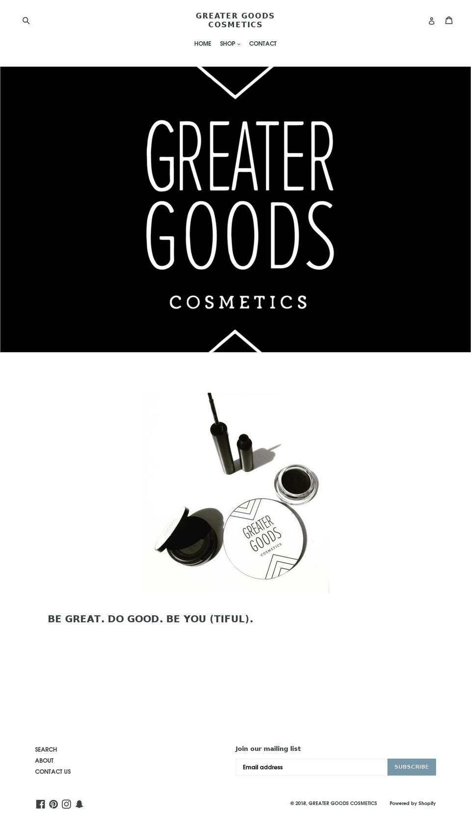 greatergoodscosmetics.com — Shopify storefront screenshot
