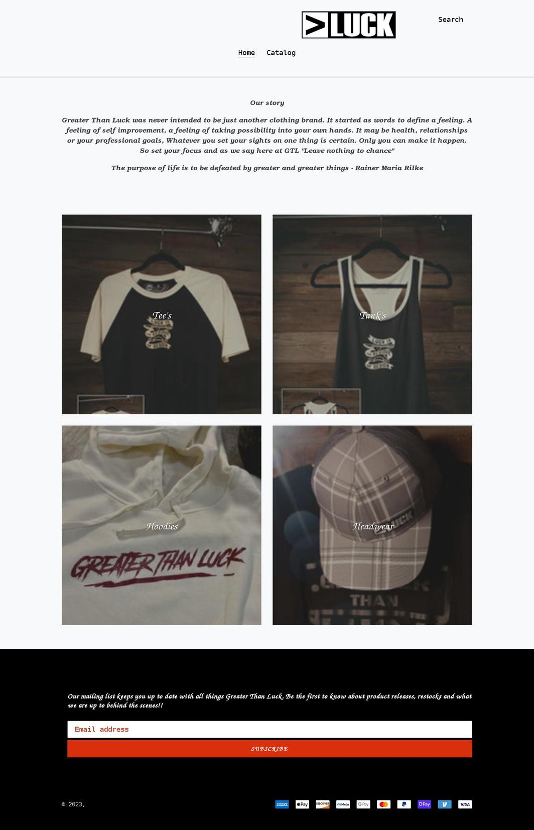 greaterthanluck.com shopify website screenshot