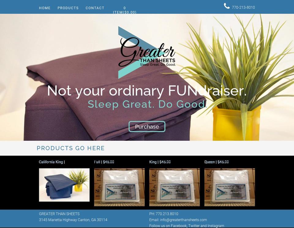 greaterthansheets.store shopify website screenshot