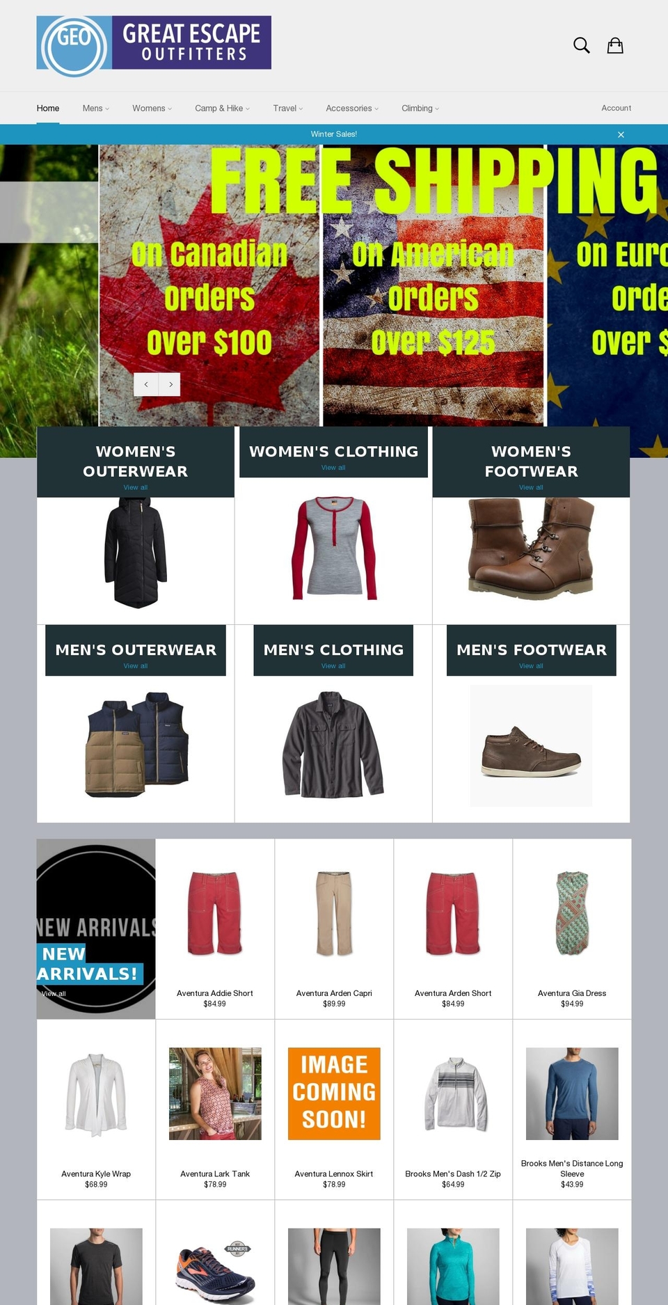 Masonry Shopify theme site example greatescapeoutfitters.com