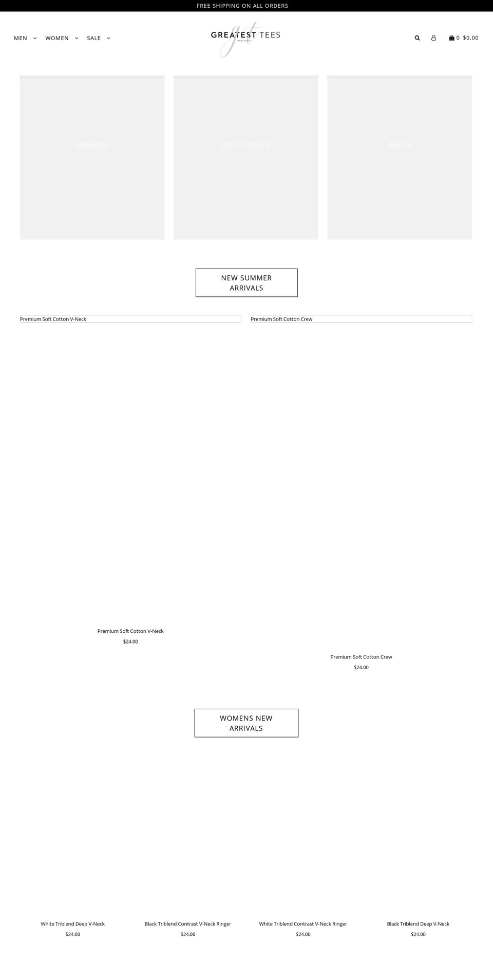 greatesttees.com shopify website screenshot