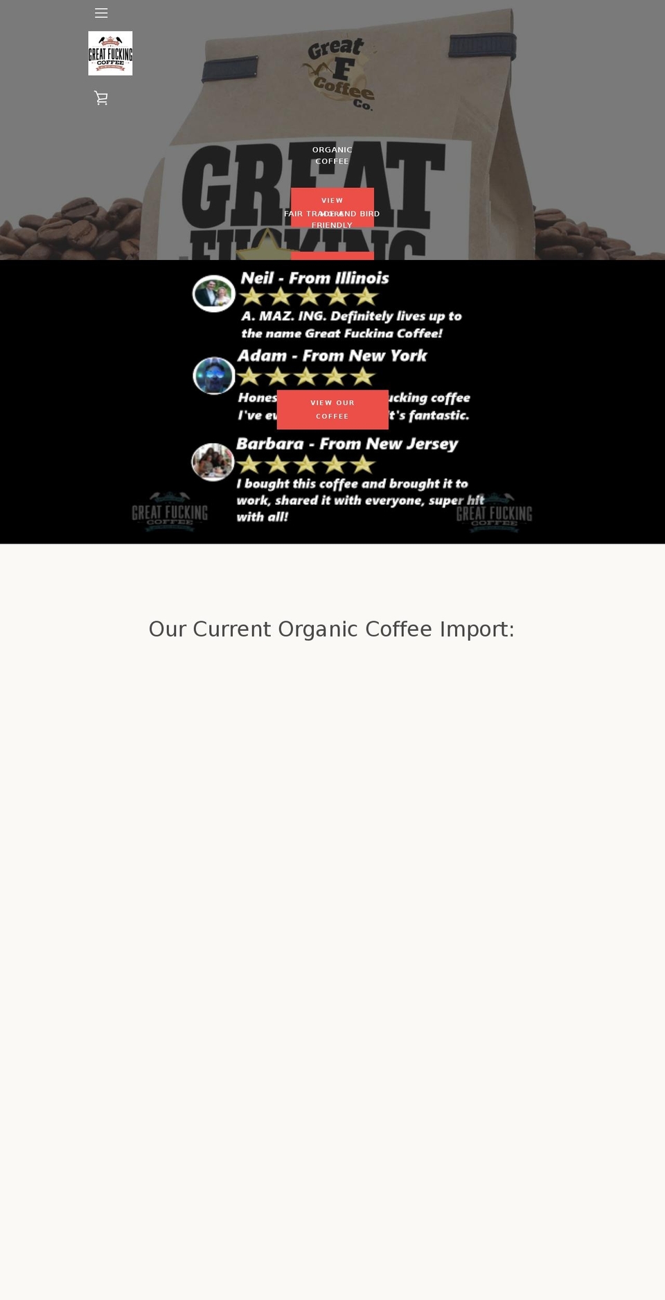 greatfcoffee.com — Shopify storefront screenshot