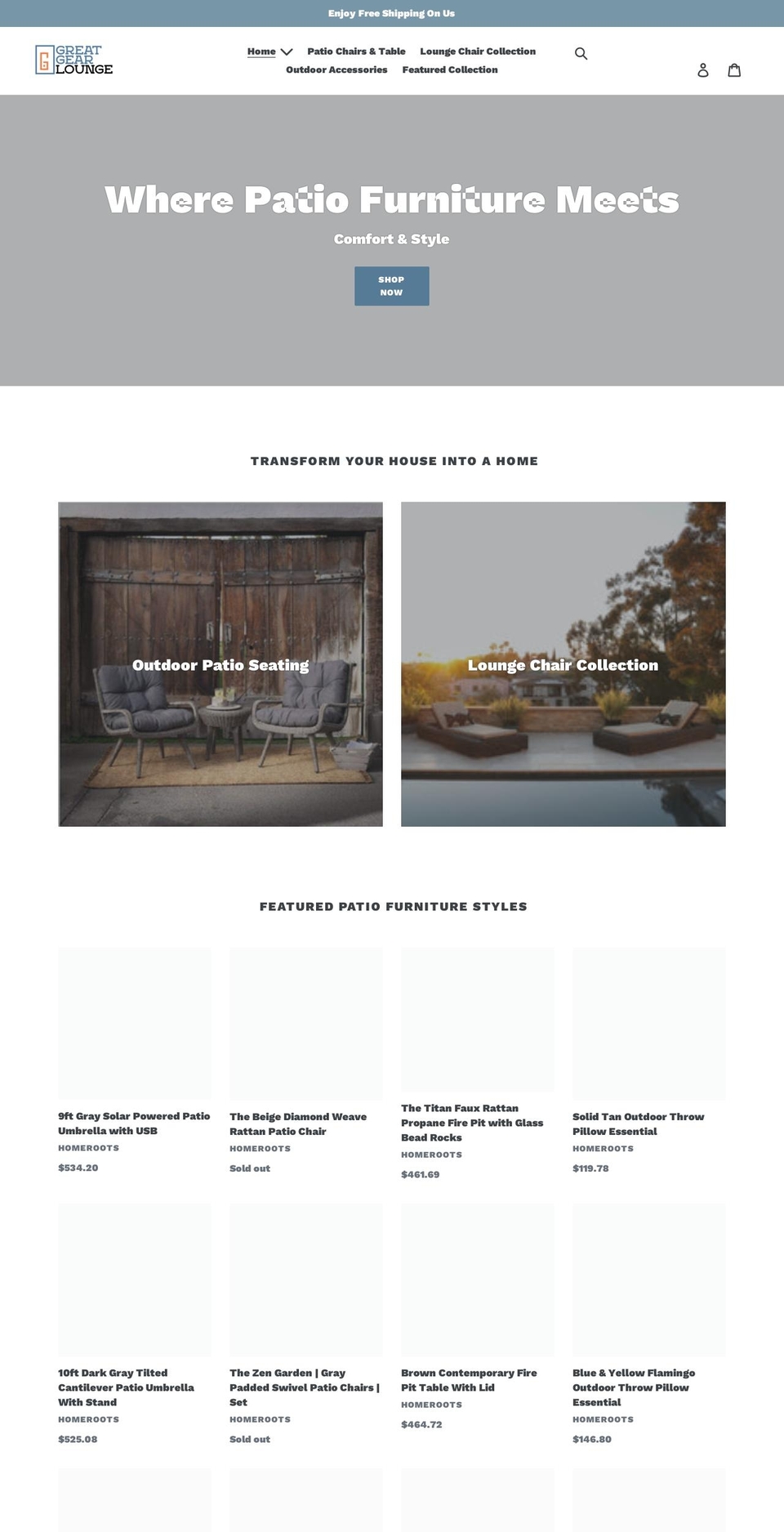 greatgearlounge.com shopify website screenshot