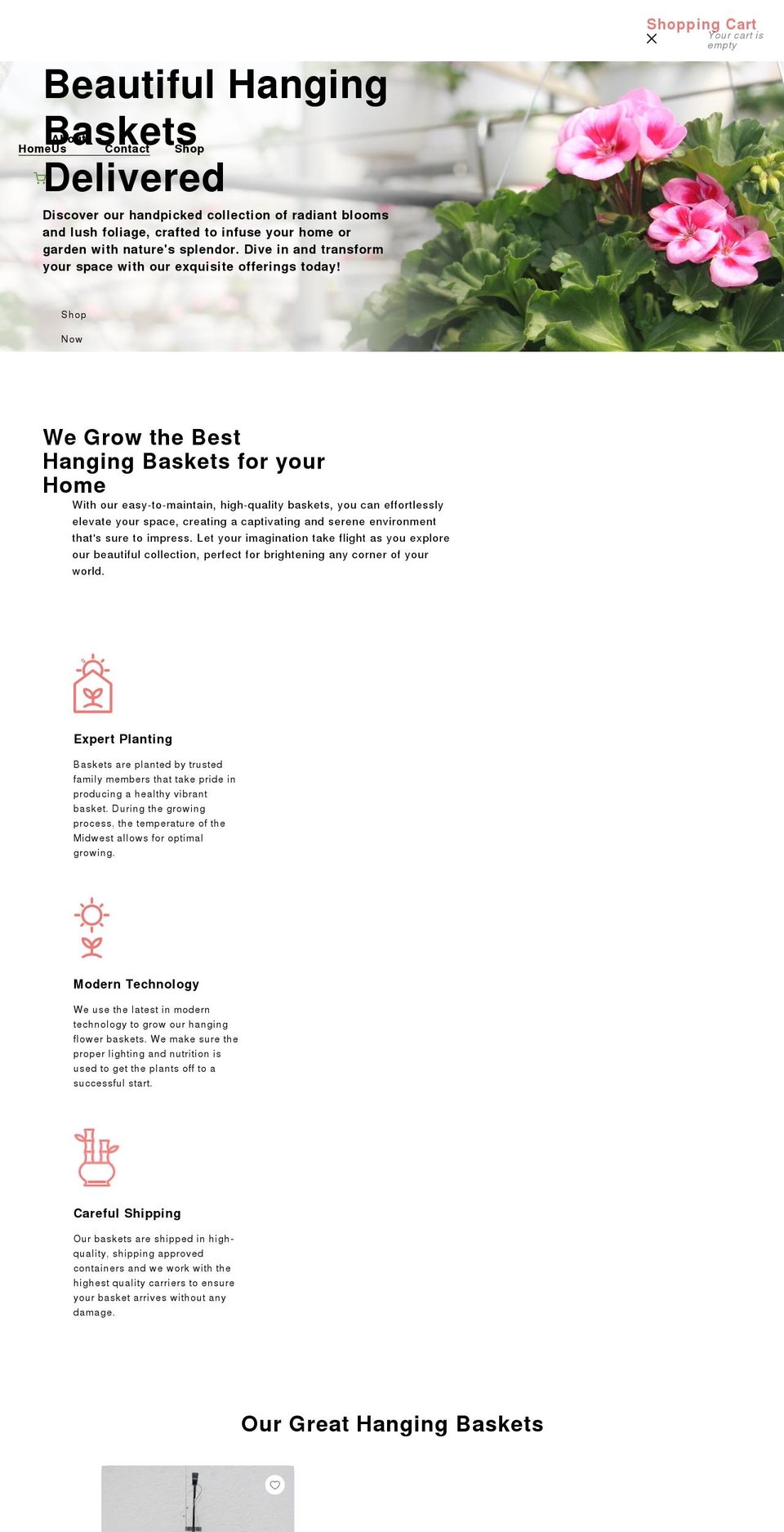 greathangingbaskets.com shopify website screenshot