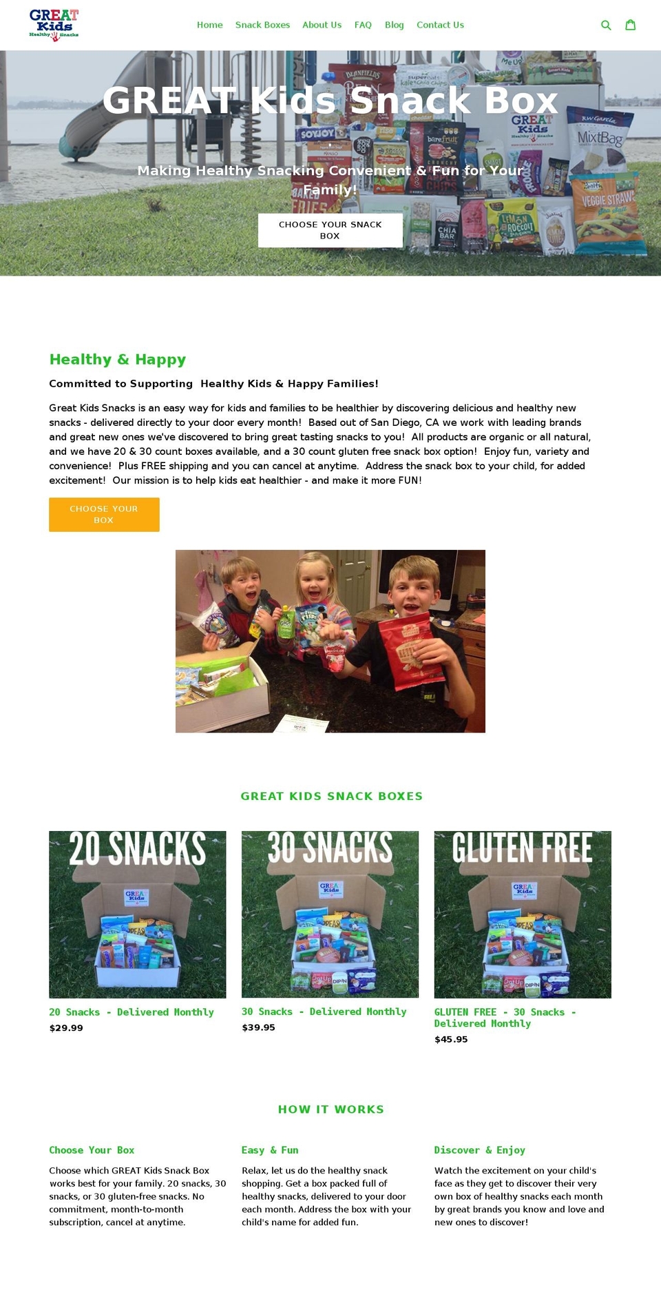 greatkidssnacks.com shopify website screenshot