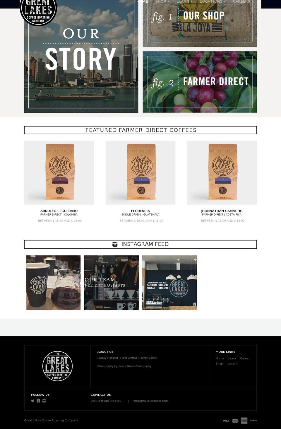 greatlakescoffee.com shopify website screenshot