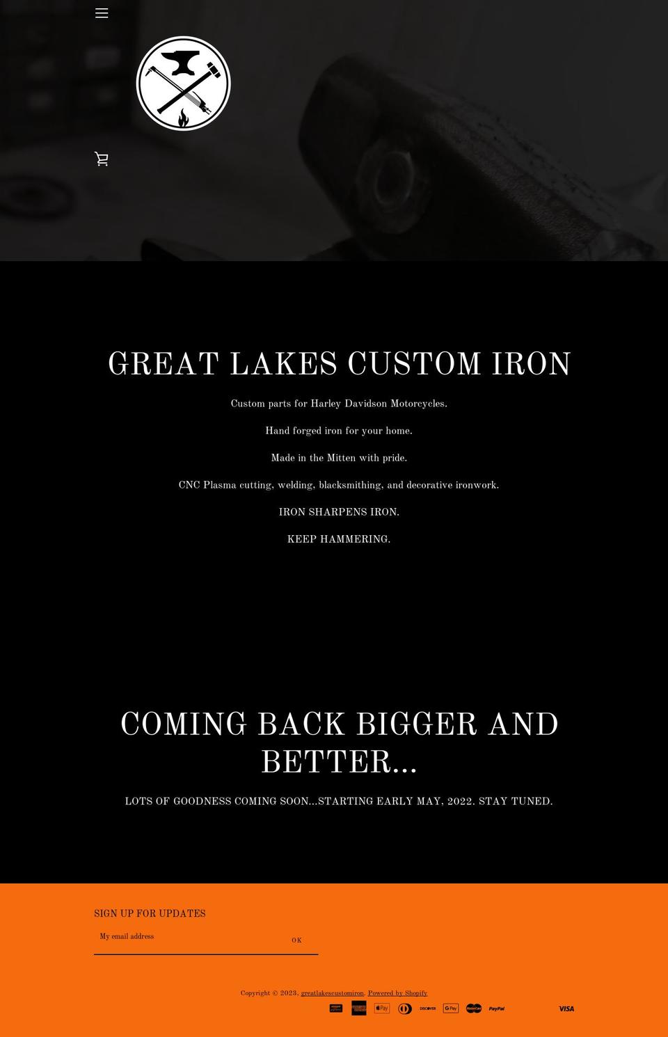 greatlakescustomiron.com shopify website screenshot