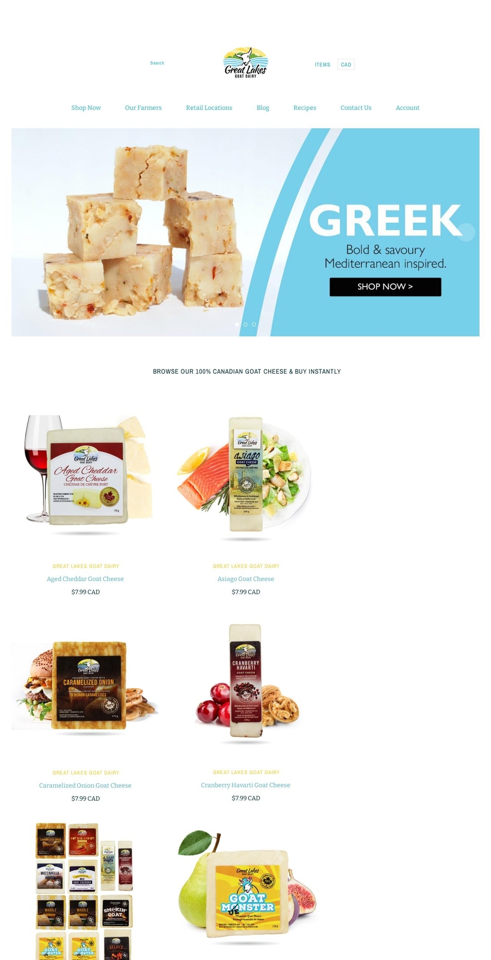 greatlakesgoatdairy.ca shopify website screenshot