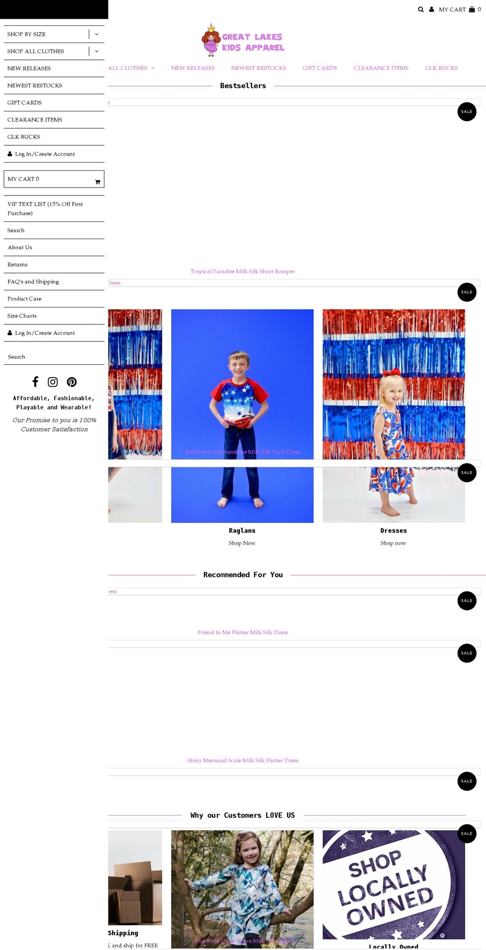greatlakeskidsapparel.com shopify website screenshot