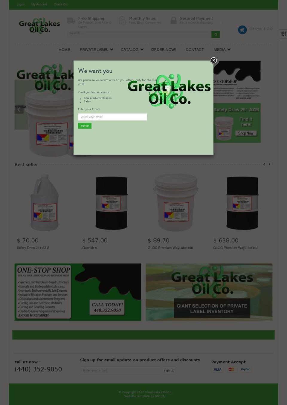 click Shopify theme site example greatlakesoil.com