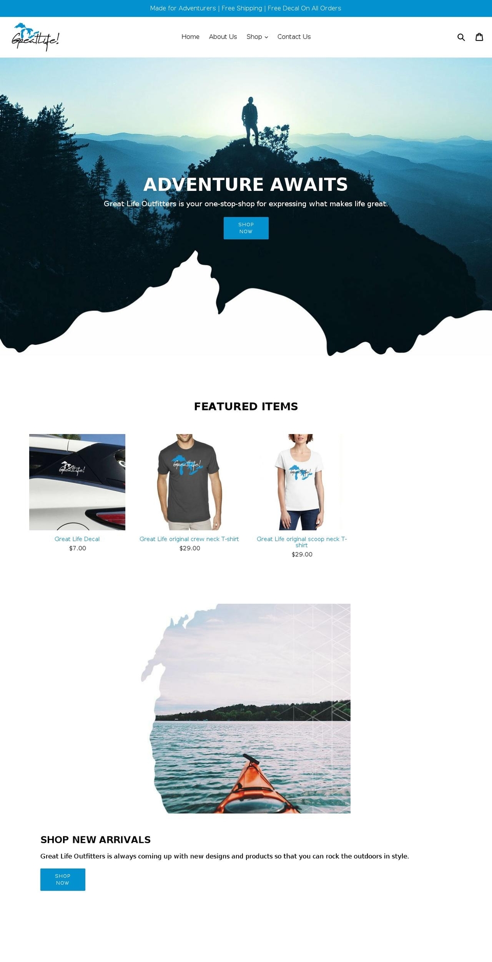 greatlifeoutfitters.com — Shopify storefront screenshot