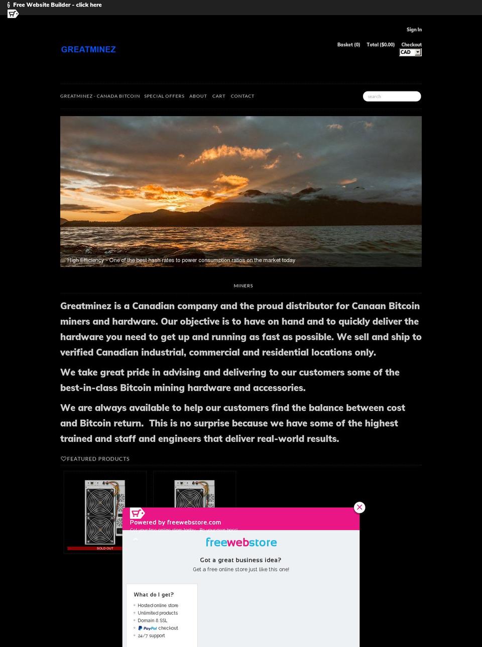 greatminez.ca shopify website screenshot