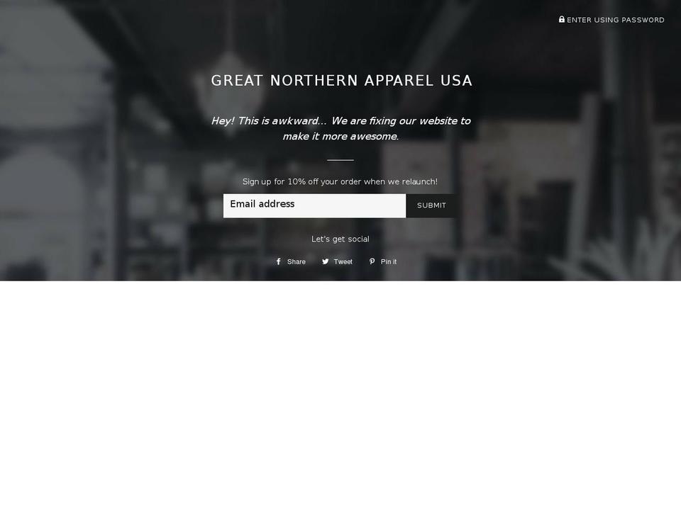 greatnorthernapparel.com shopify website screenshot