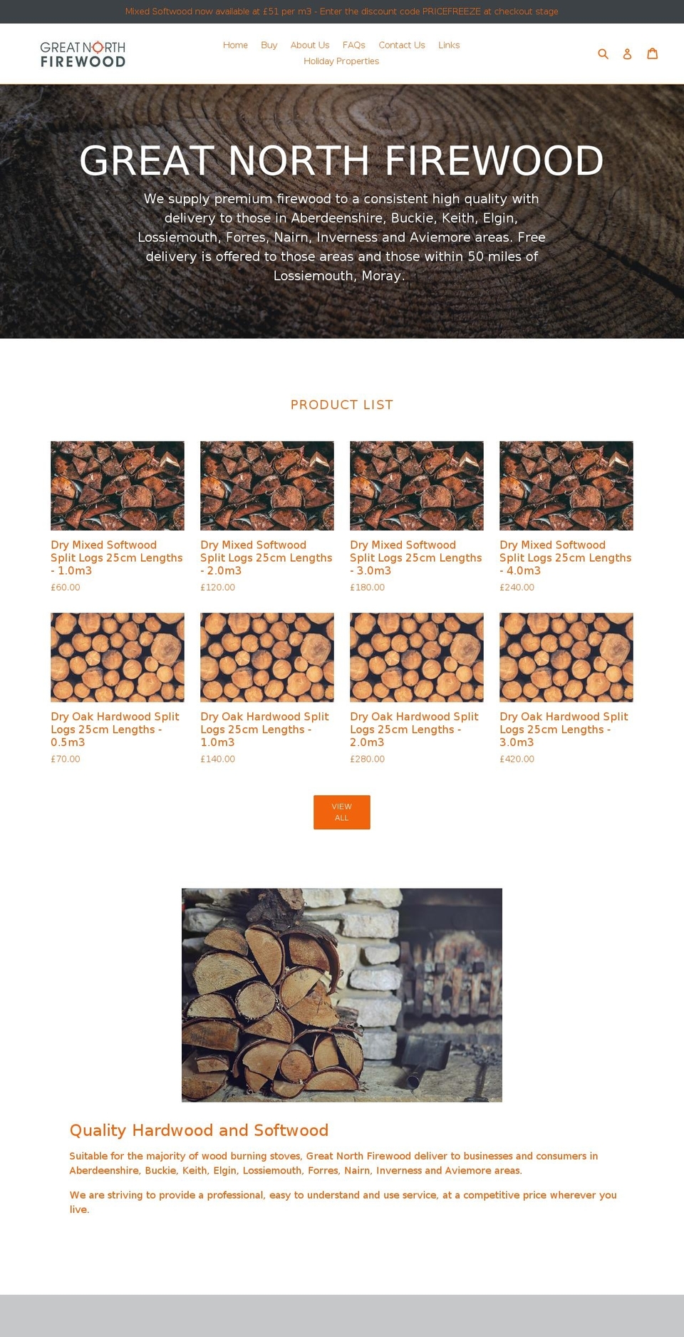 greatnorthfirewood.com — Shopify storefront screenshot