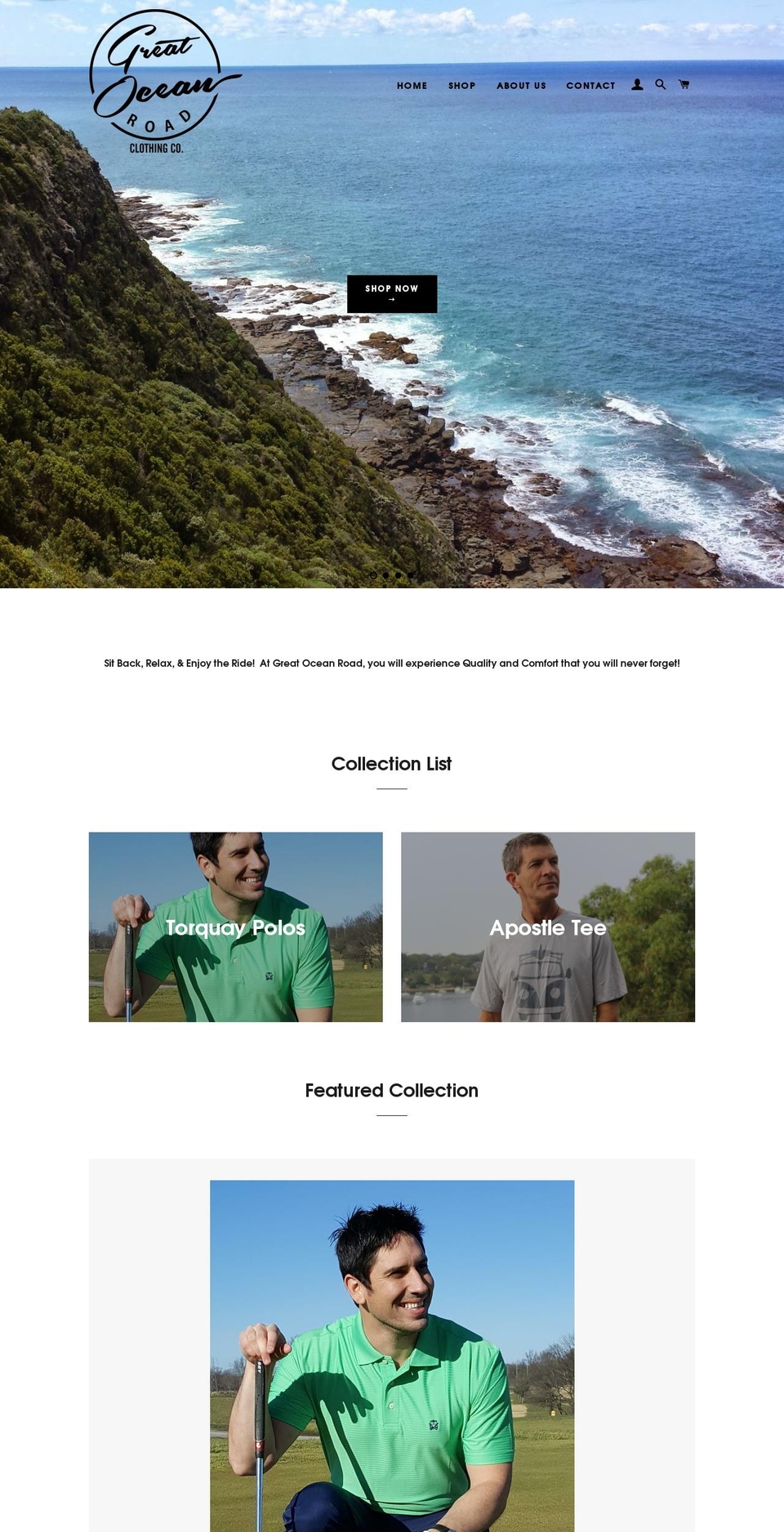 greatoceanroadclothing.com shopify website screenshot