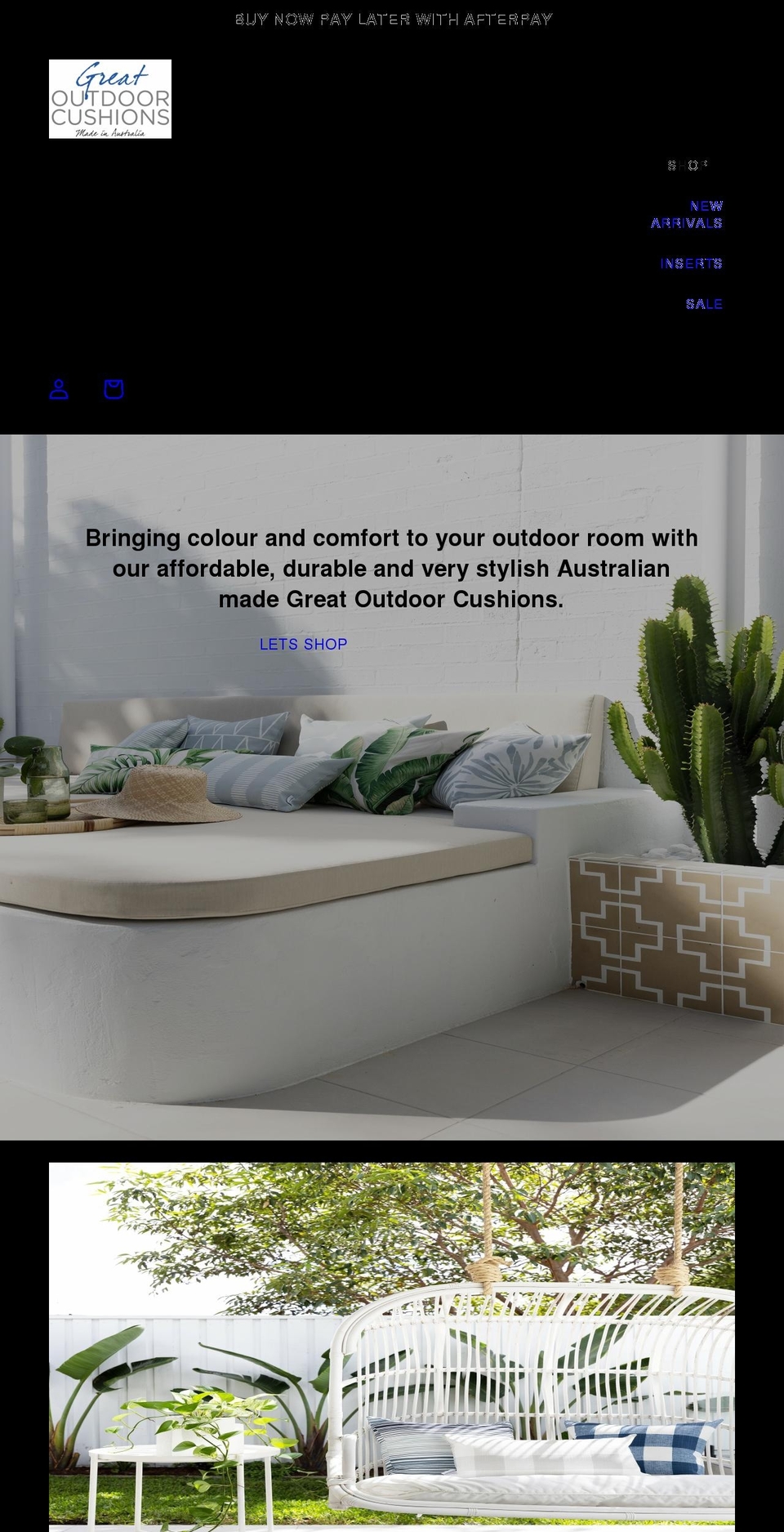 greatoutdoorcushions.com.au shopify website screenshot