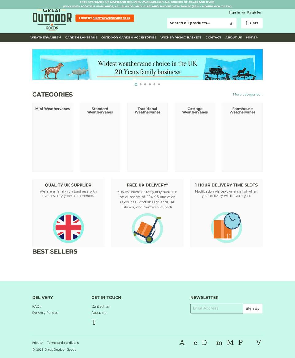 greatoutdoorgoods.co.uk shopify website screenshot
