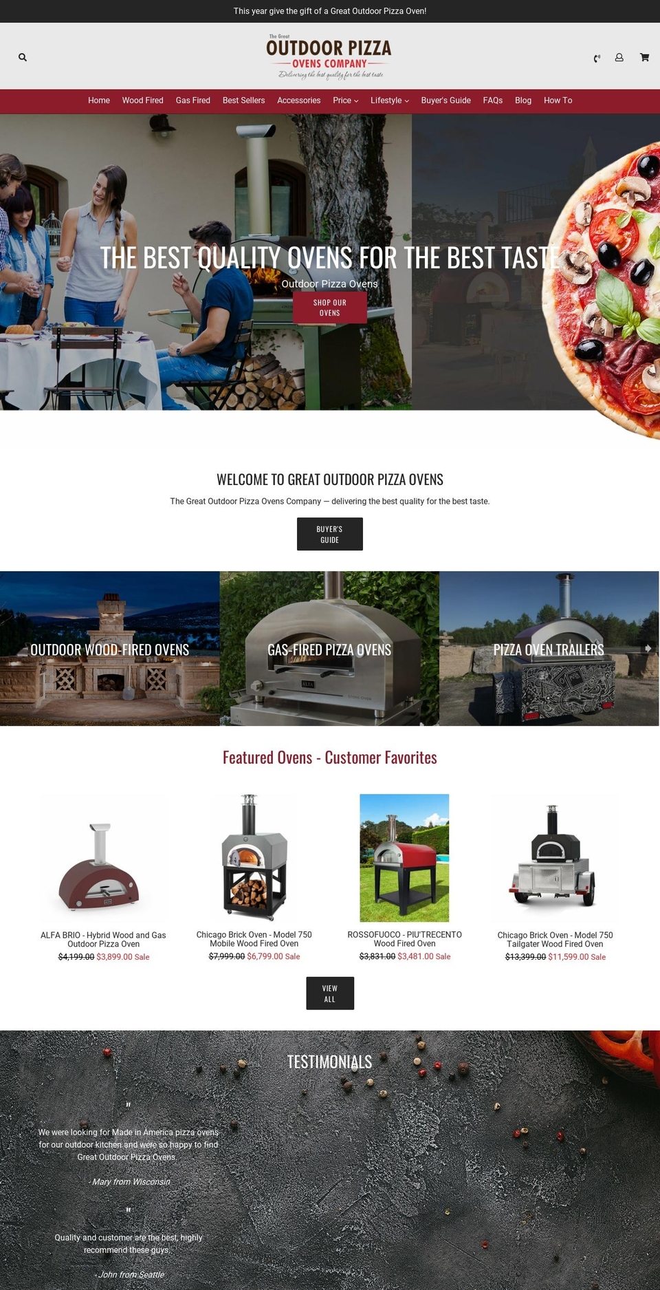 greatoutdoorpizzaovens.com shopify website screenshot