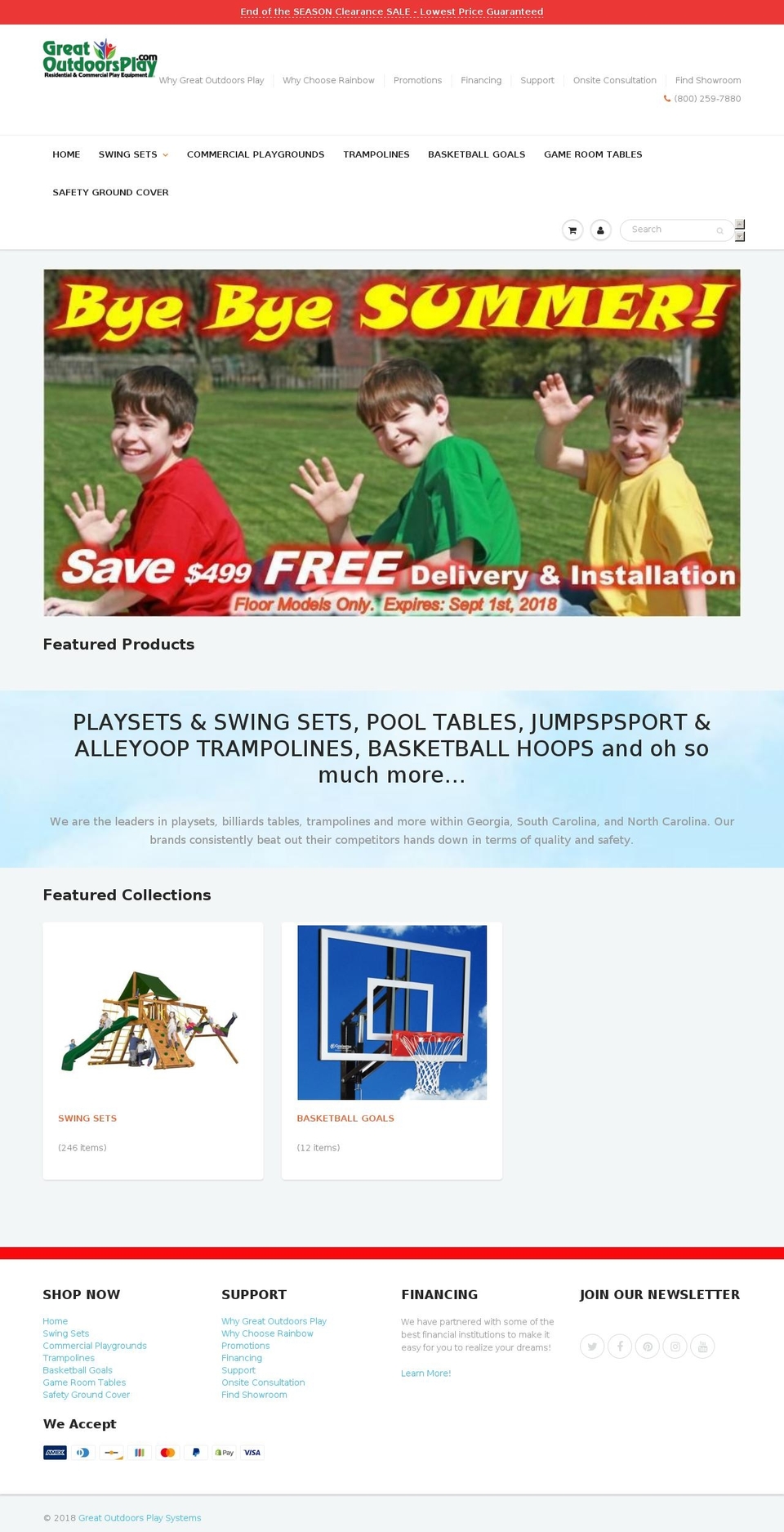 greatoutdoorsplaysystem.com — Shopify storefront screenshot
