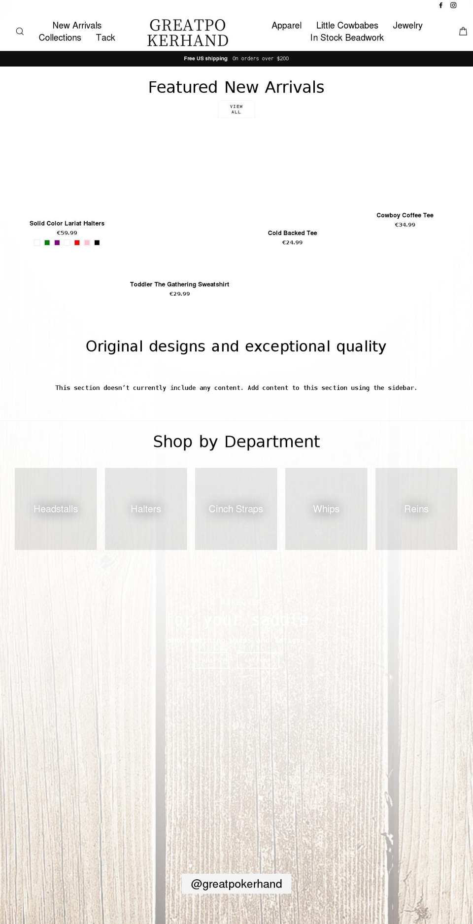 custom  with Installments message Shopify theme site example greatpokerhand.com