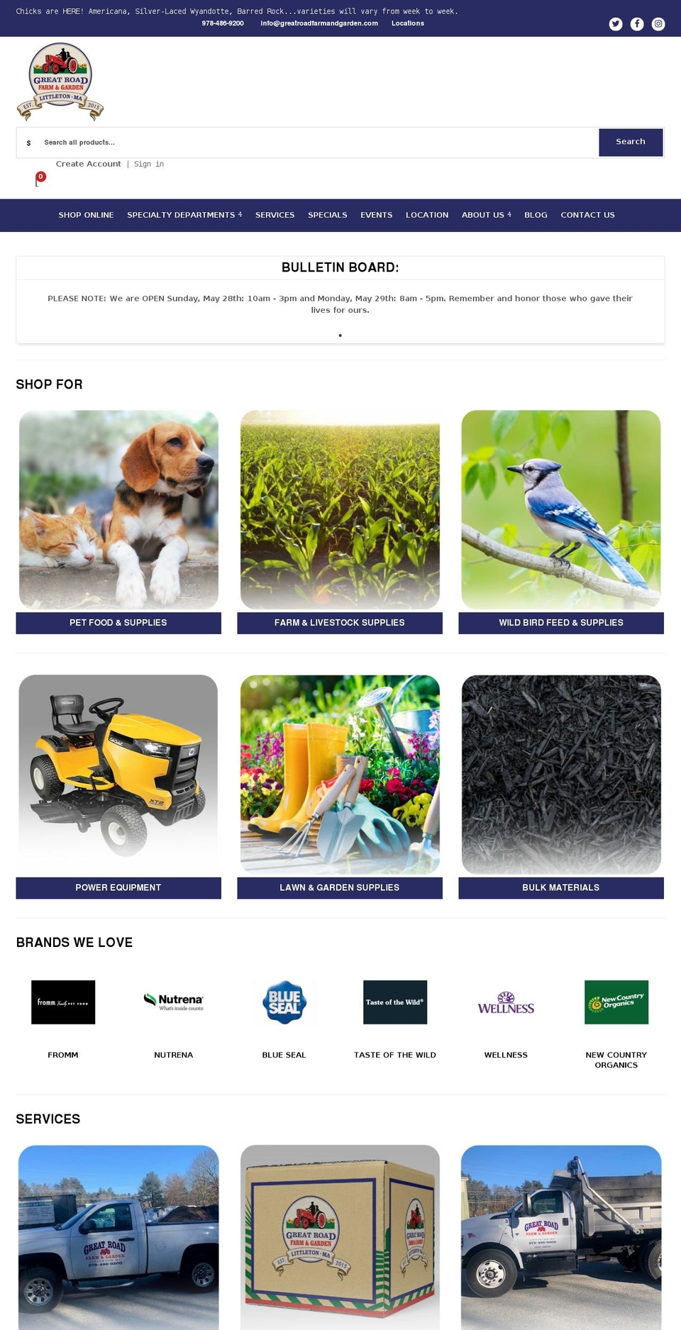 Nucleus Shopify theme site example greatroadfarmandgarden.com