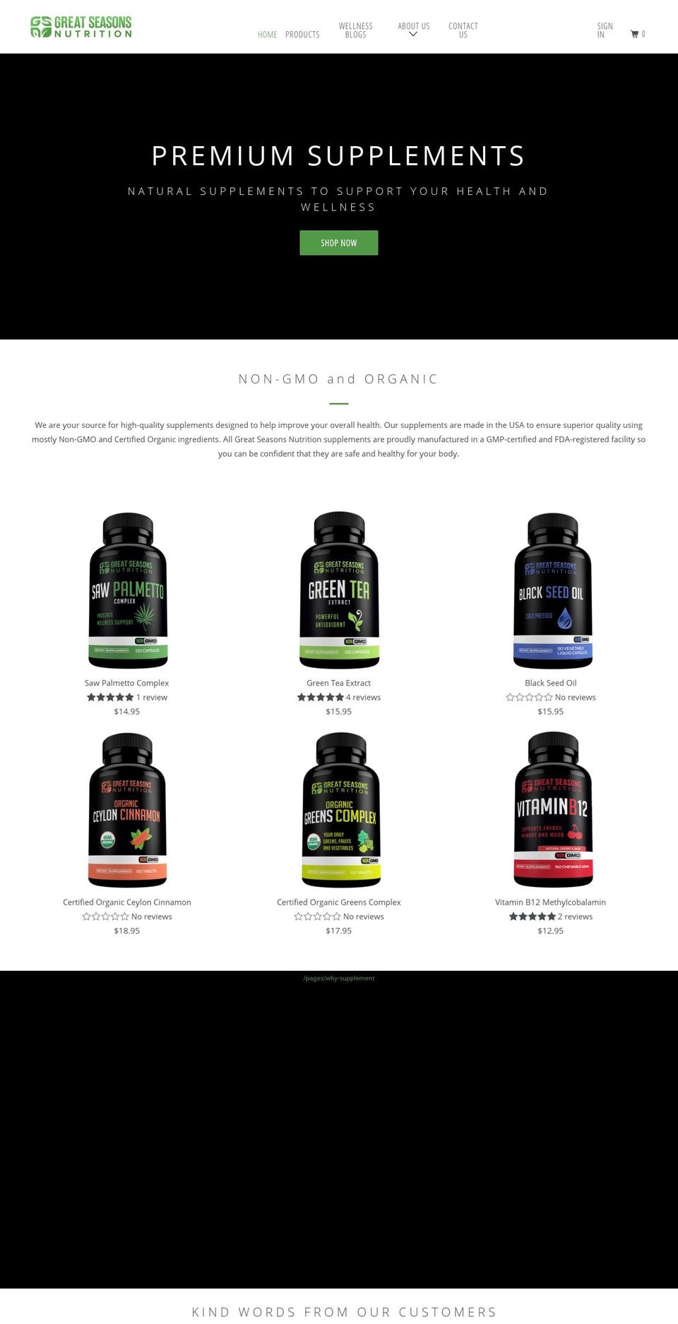 greatsourcenutrition.com — Shopify storefront screenshot
