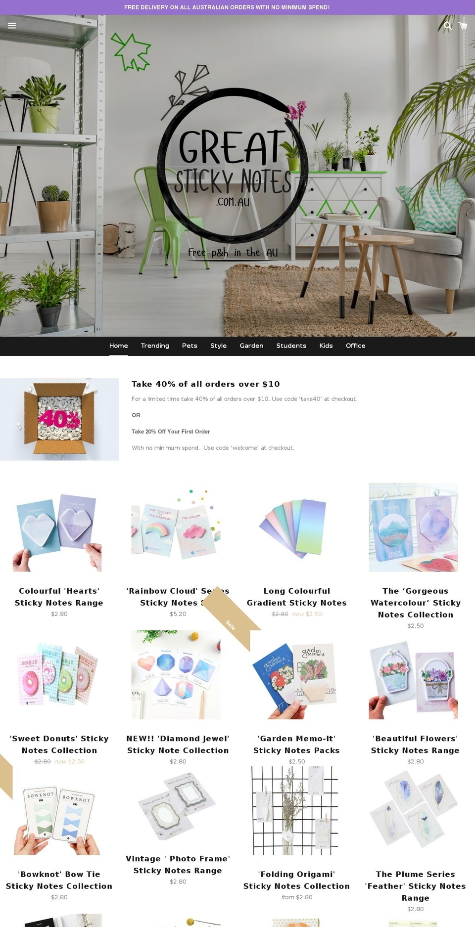 greatstickynotes.com — Shopify storefront screenshot
