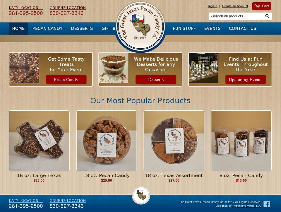 greattexaspecancandy.com shopify website screenshot