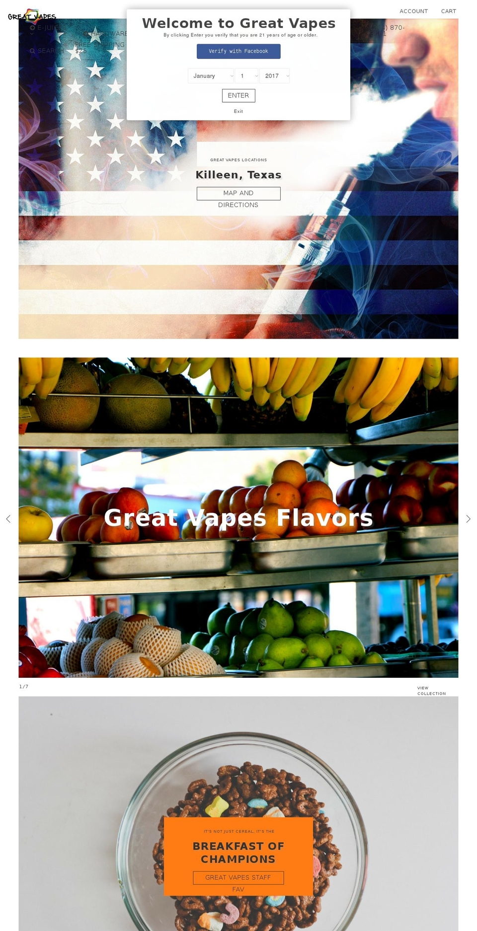Great Vapes 2.0 by Anooj Thakker Shopify theme site example greatvapestx.com