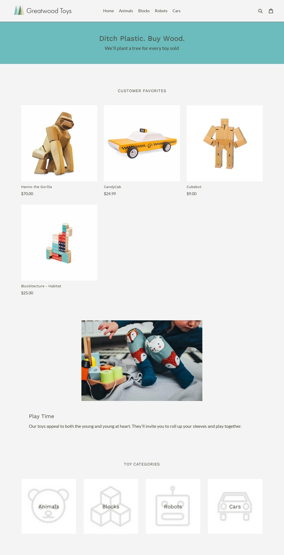 greatwoodtoys.com — Shopify storefront screenshot