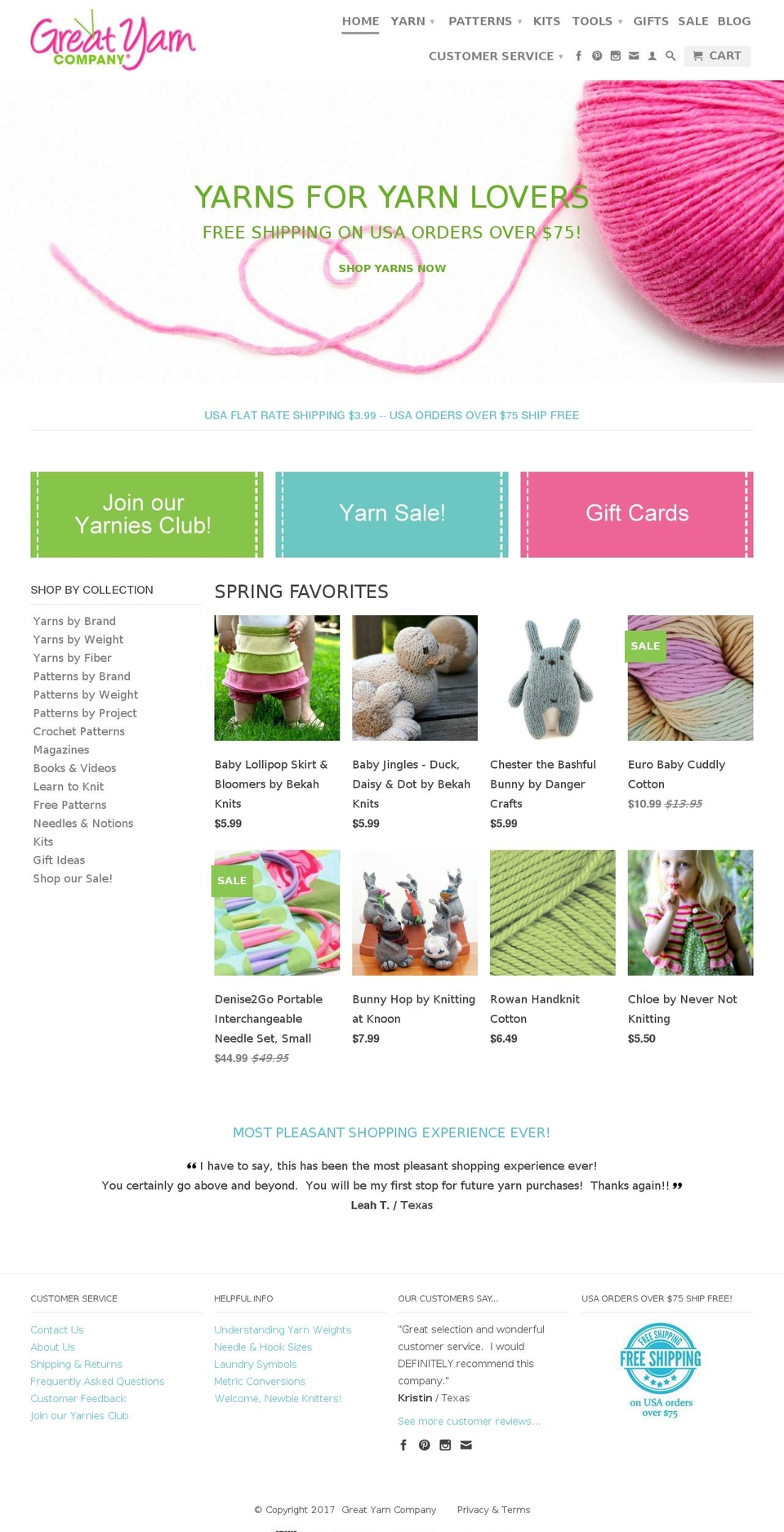greatyarnco.com shopify website screenshot