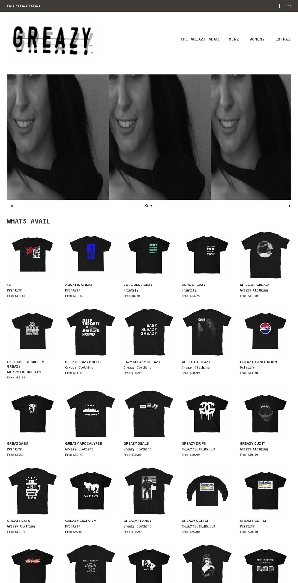 greazyclothing.com shopify website screenshot