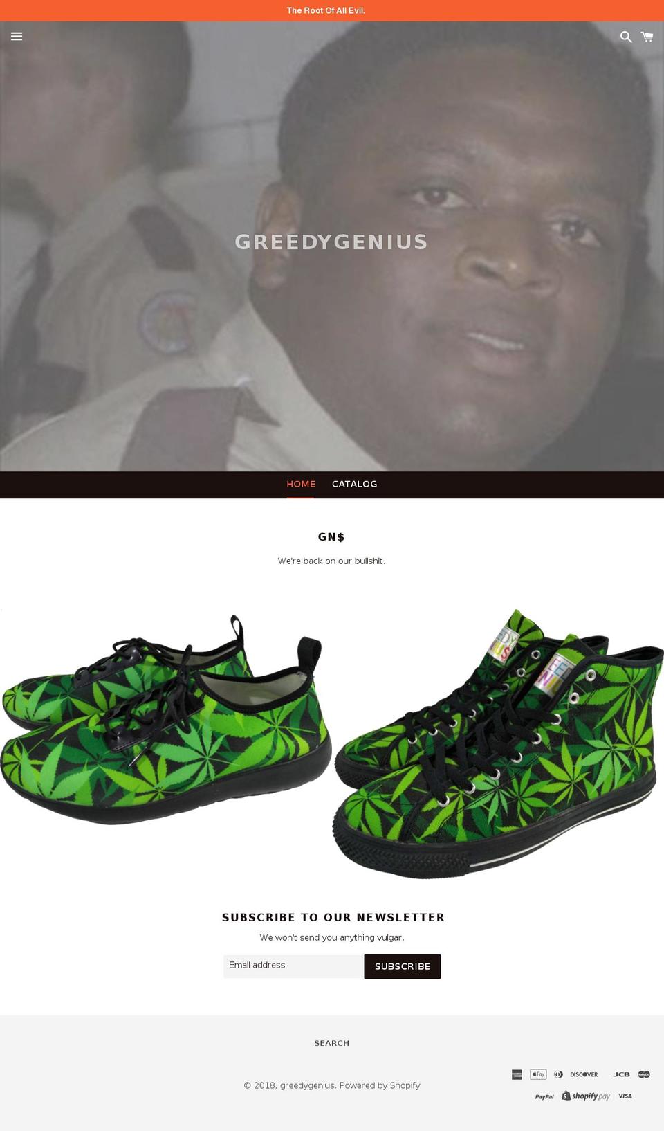 greedygenius.com shopify website screenshot