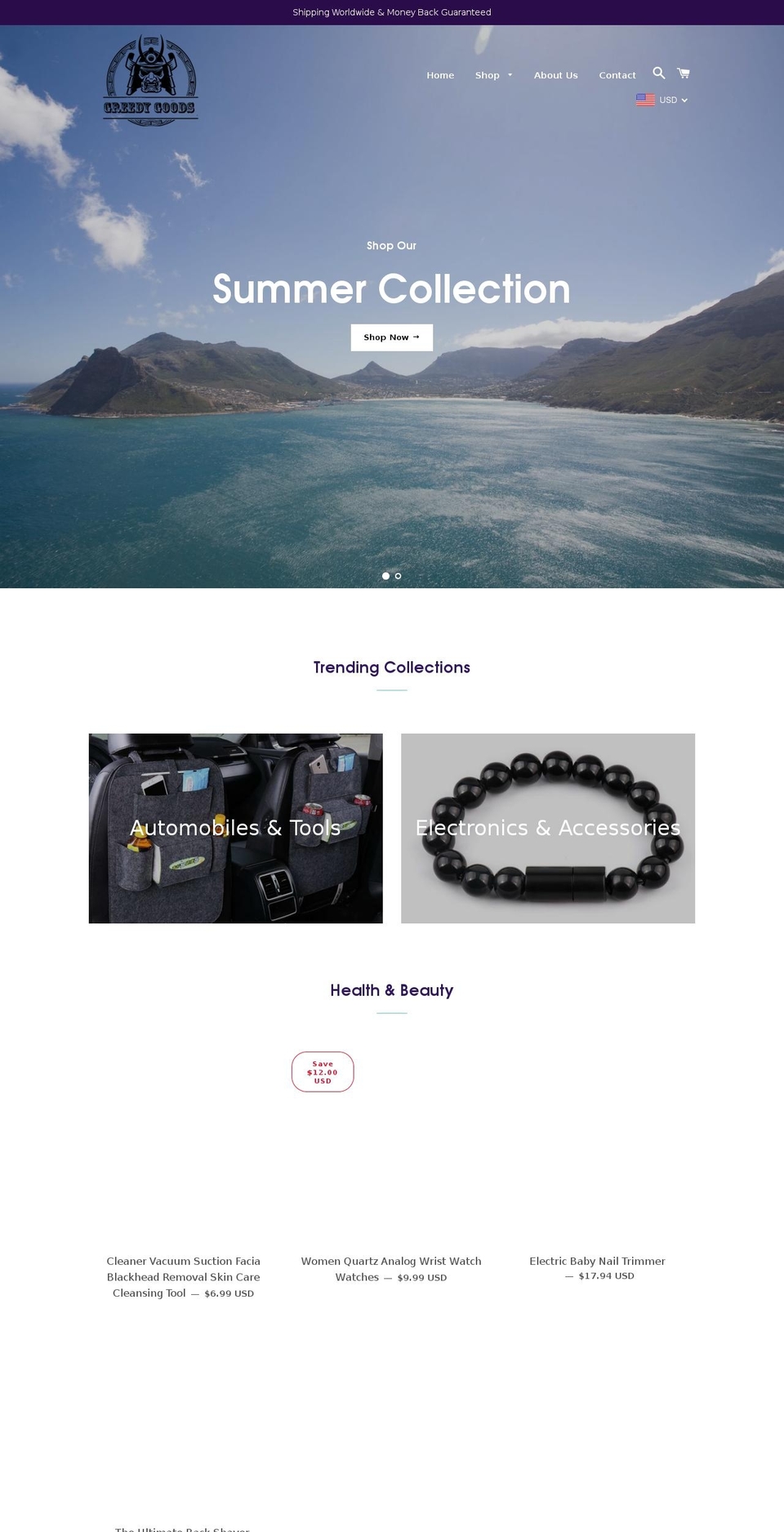 greedygoods.com — Shopify storefront screenshot