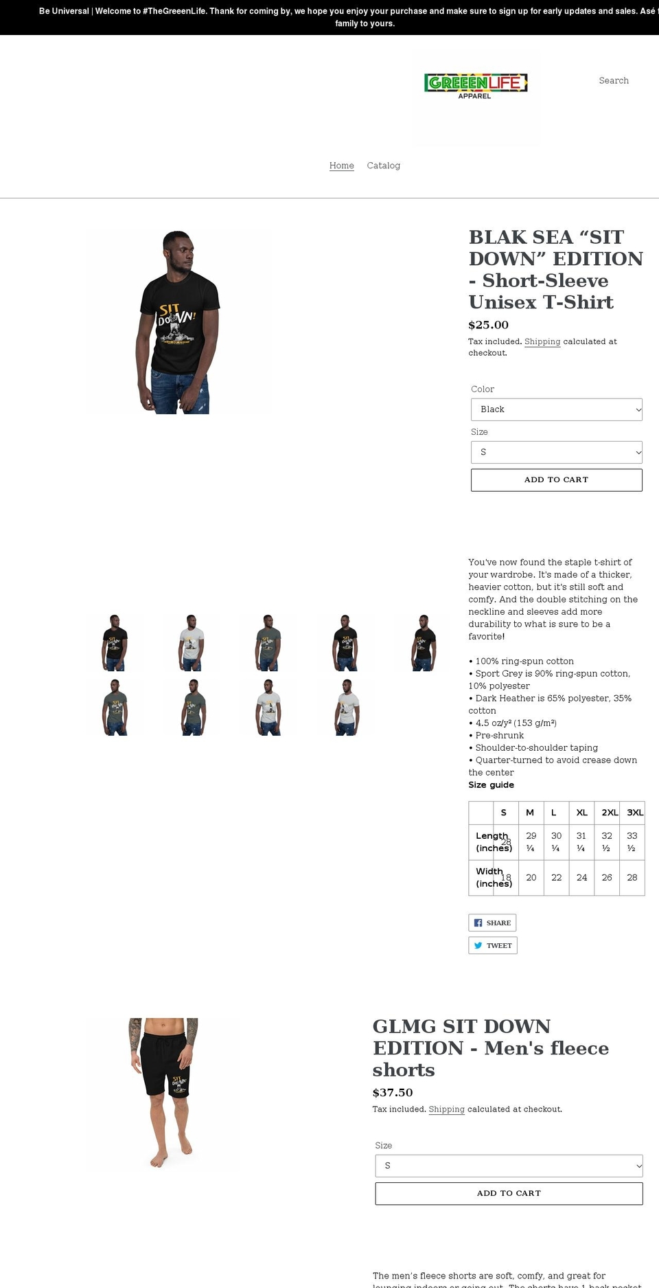 greeenlifeapparel.com shopify website screenshot