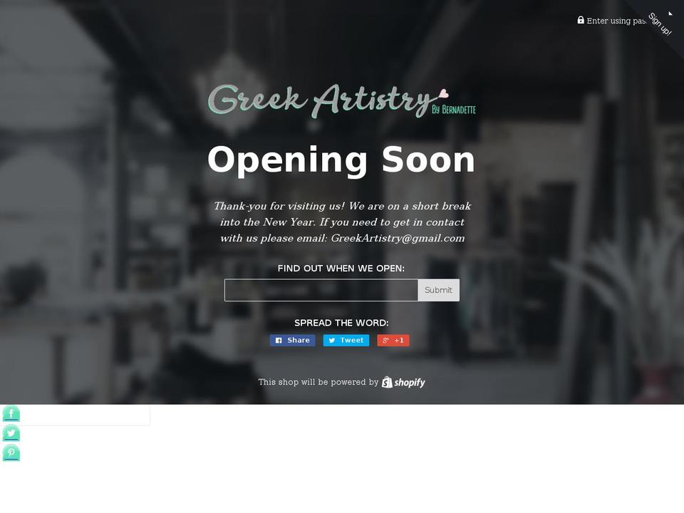 greekartistry.com shopify website screenshot