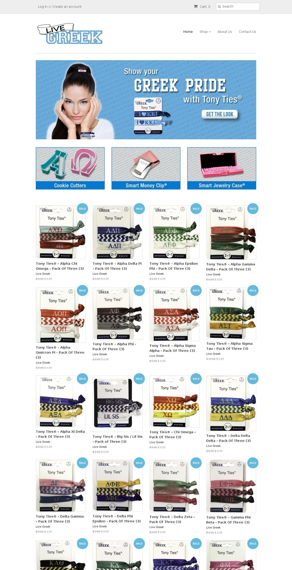 greekcharacters.com shopify website screenshot