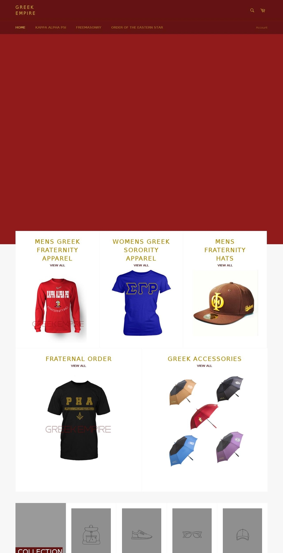 greekempireonline.com shopify website screenshot