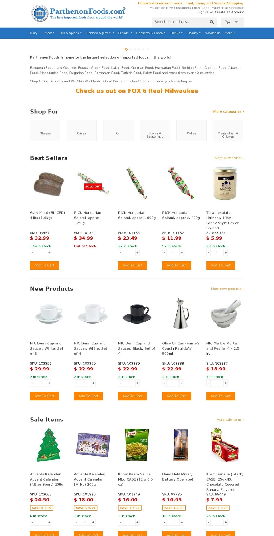 greekfoodsonline.com — Shopify storefront screenshot