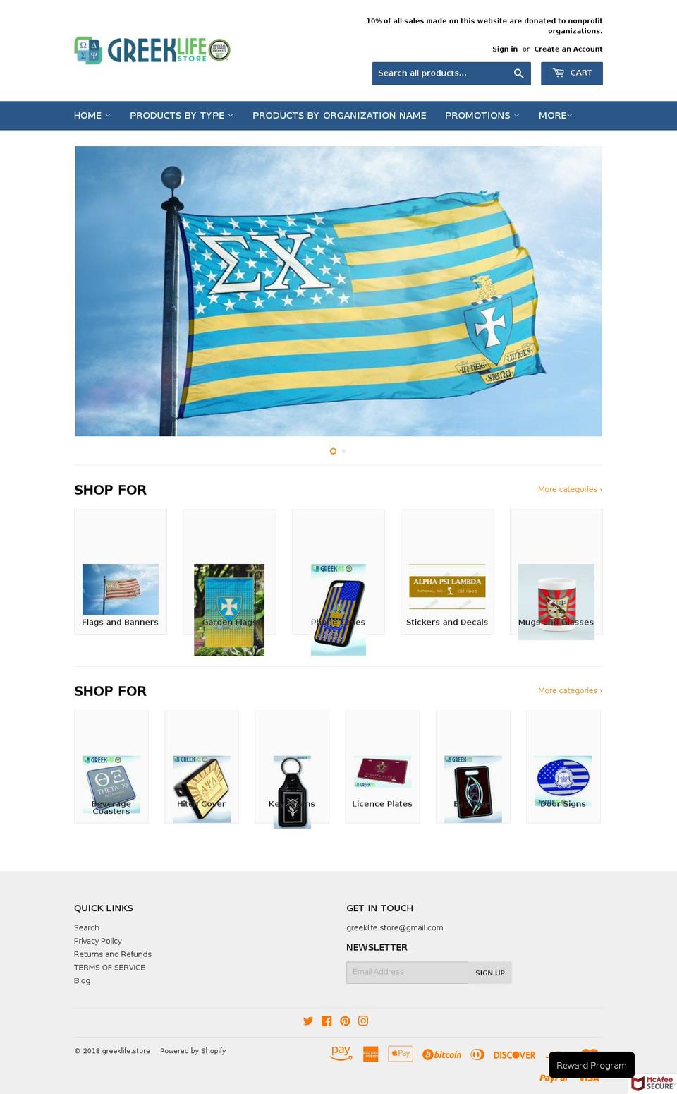 greeklife.store shopify website screenshot