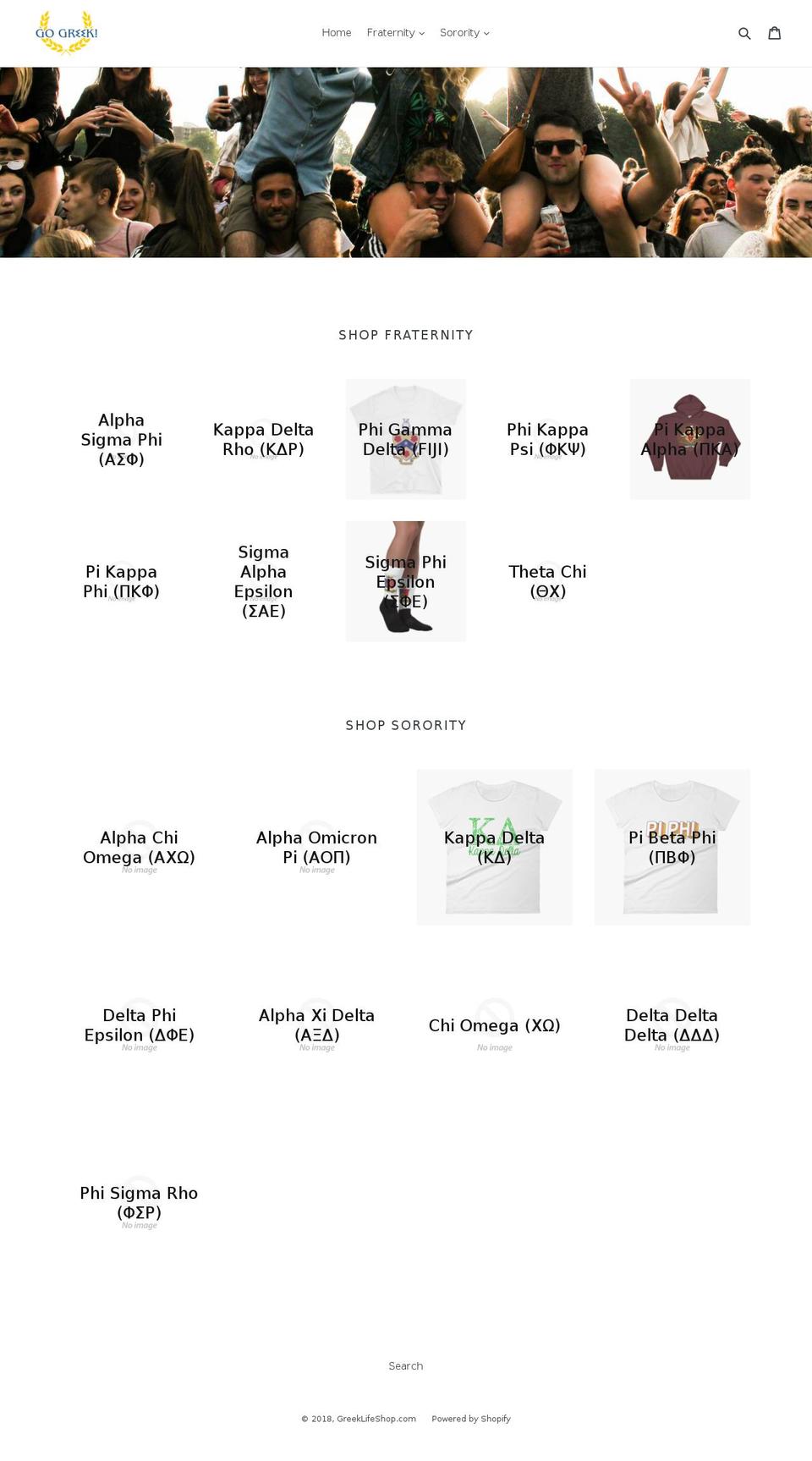 greeklifeshop.com — Shopify storefront screenshot