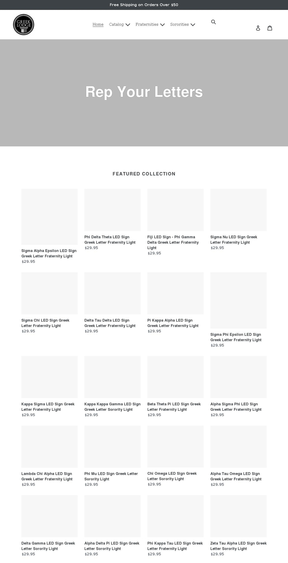 greeklodge.com shopify website screenshot