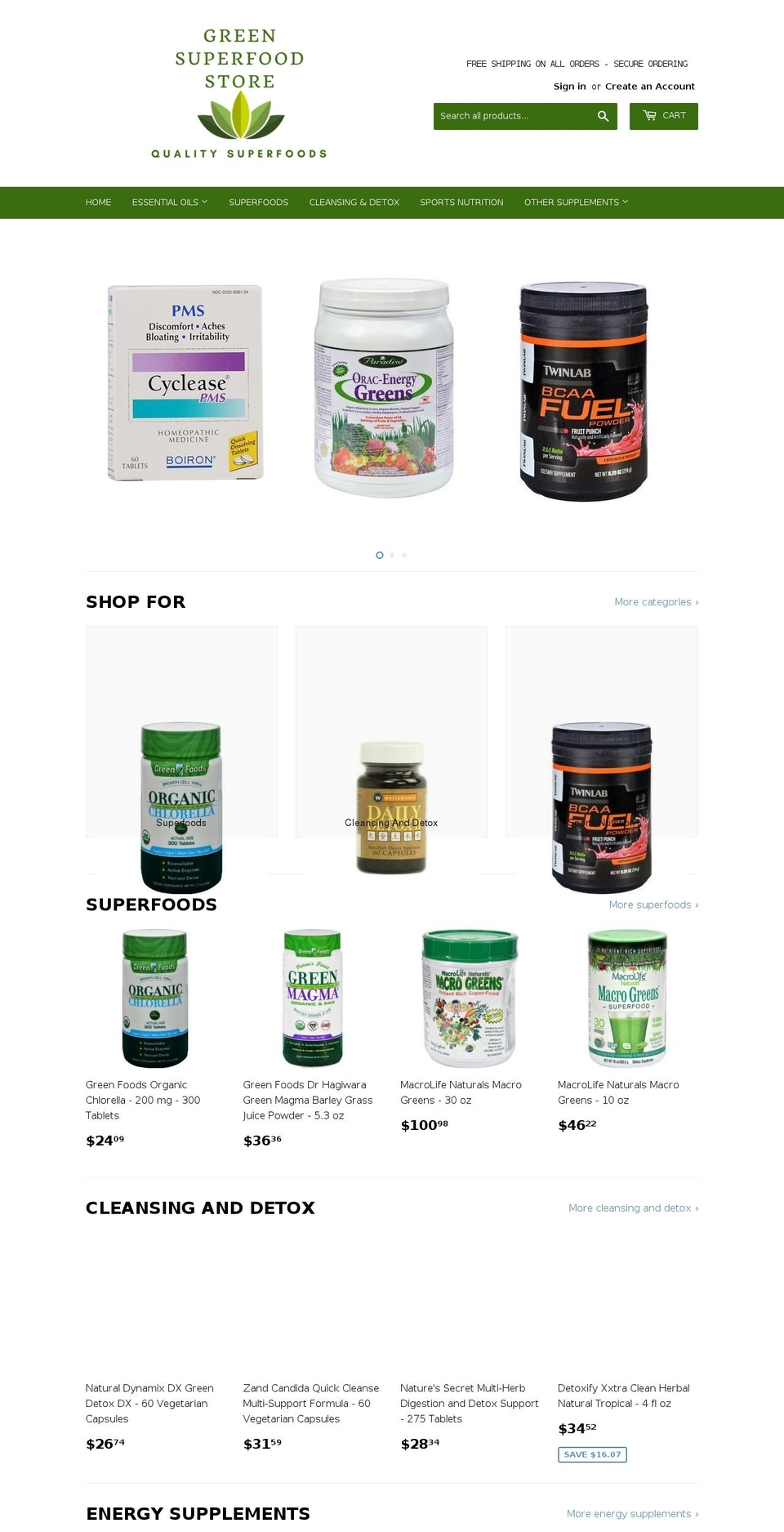 green-superfood.com — Shopify storefront screenshot