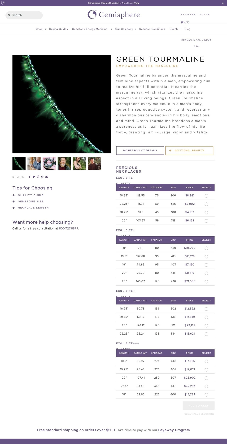 green-tourmaline.com — Shopify storefront screenshot