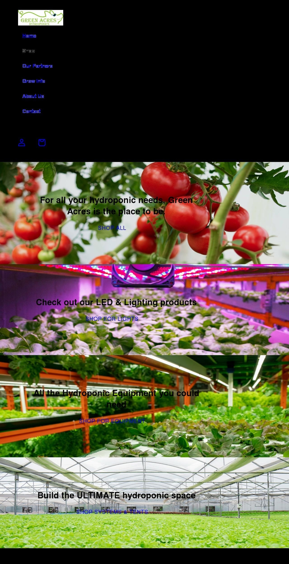 greenacreshydroponics.com.au shopify website screenshot