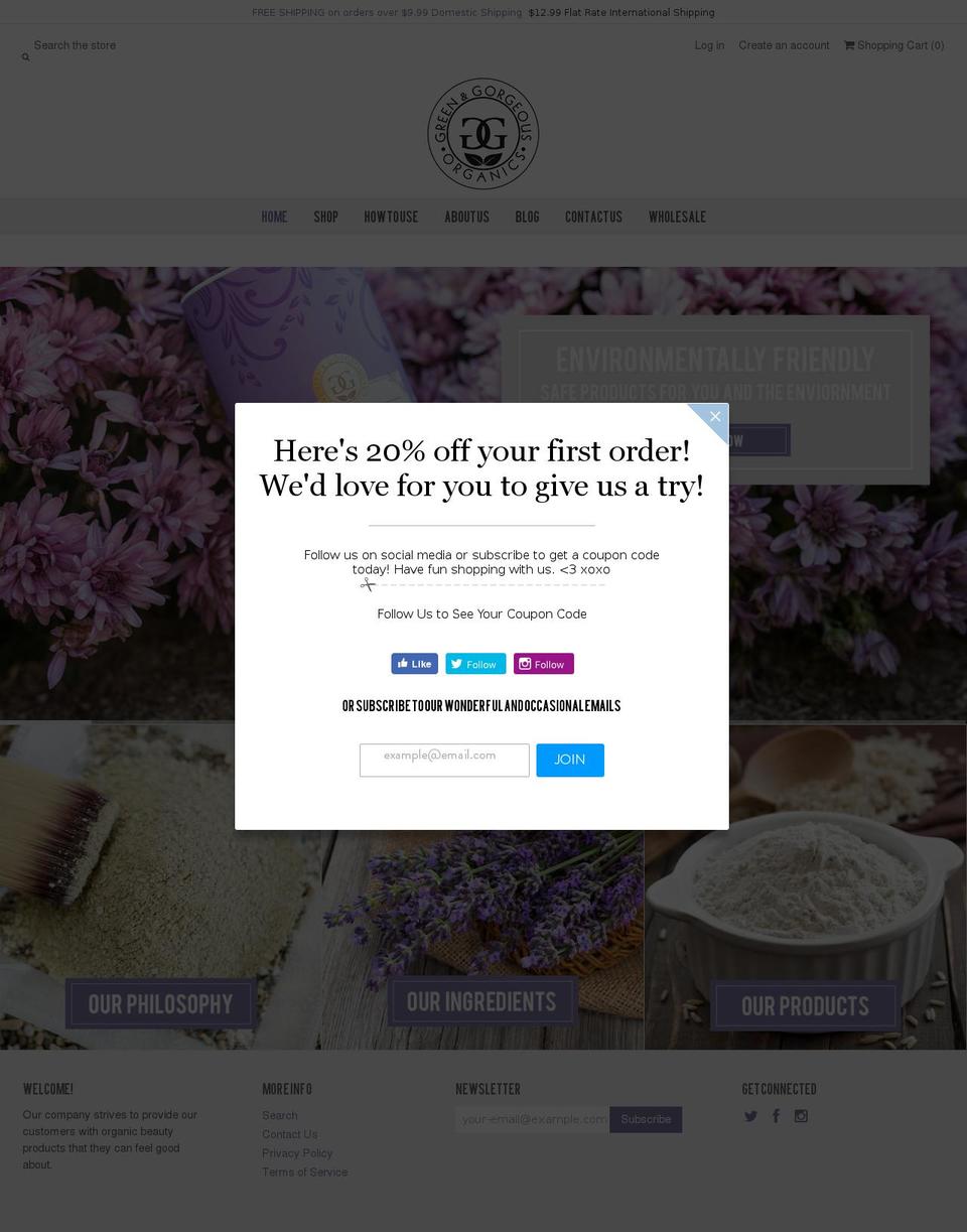 greenandgorgeousorganics.com — Shopify storefront screenshot