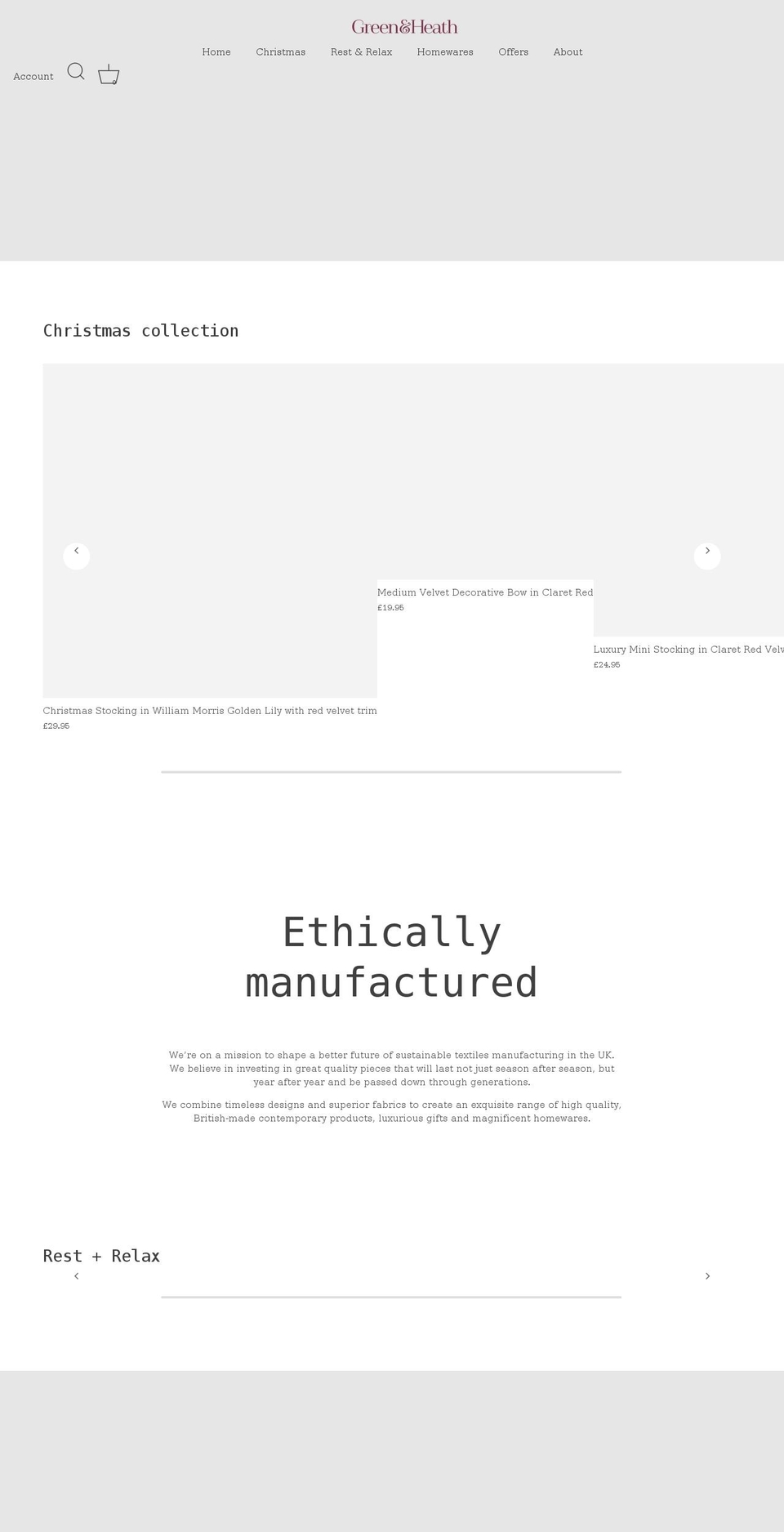 greenandheath.co.uk shopify website screenshot