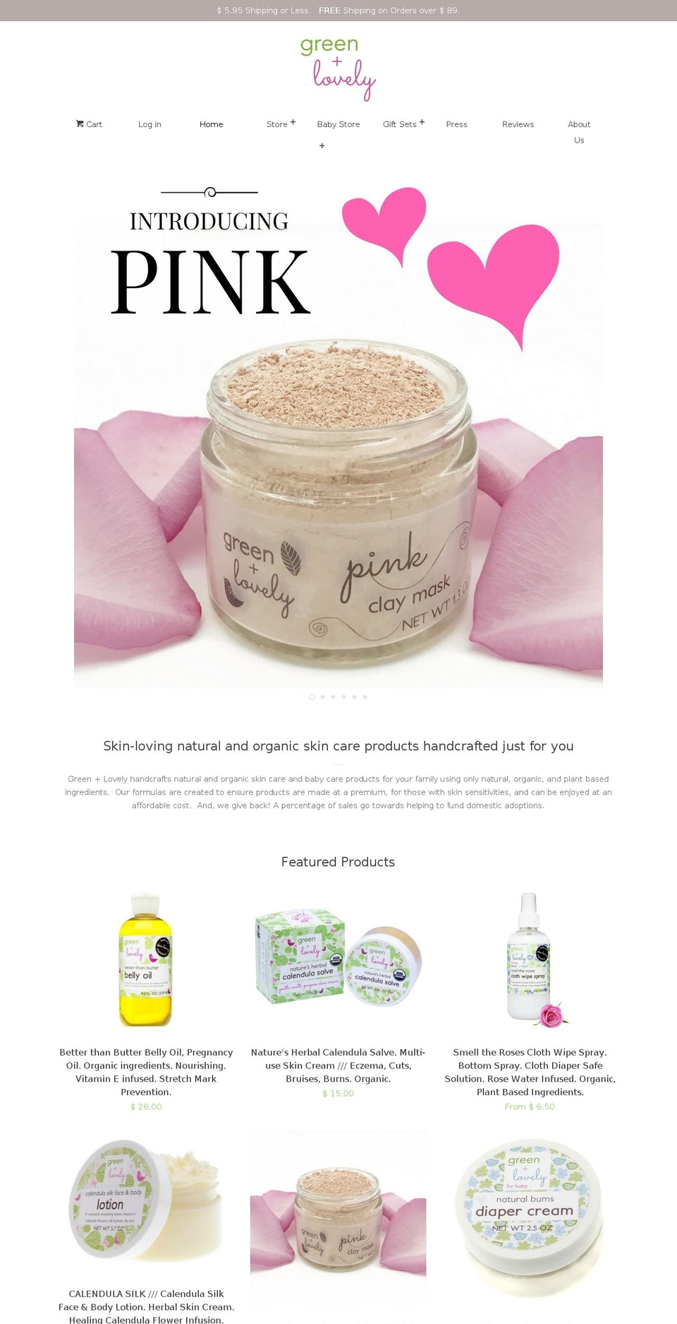 greenandlovelyproducts.com shopify website screenshot